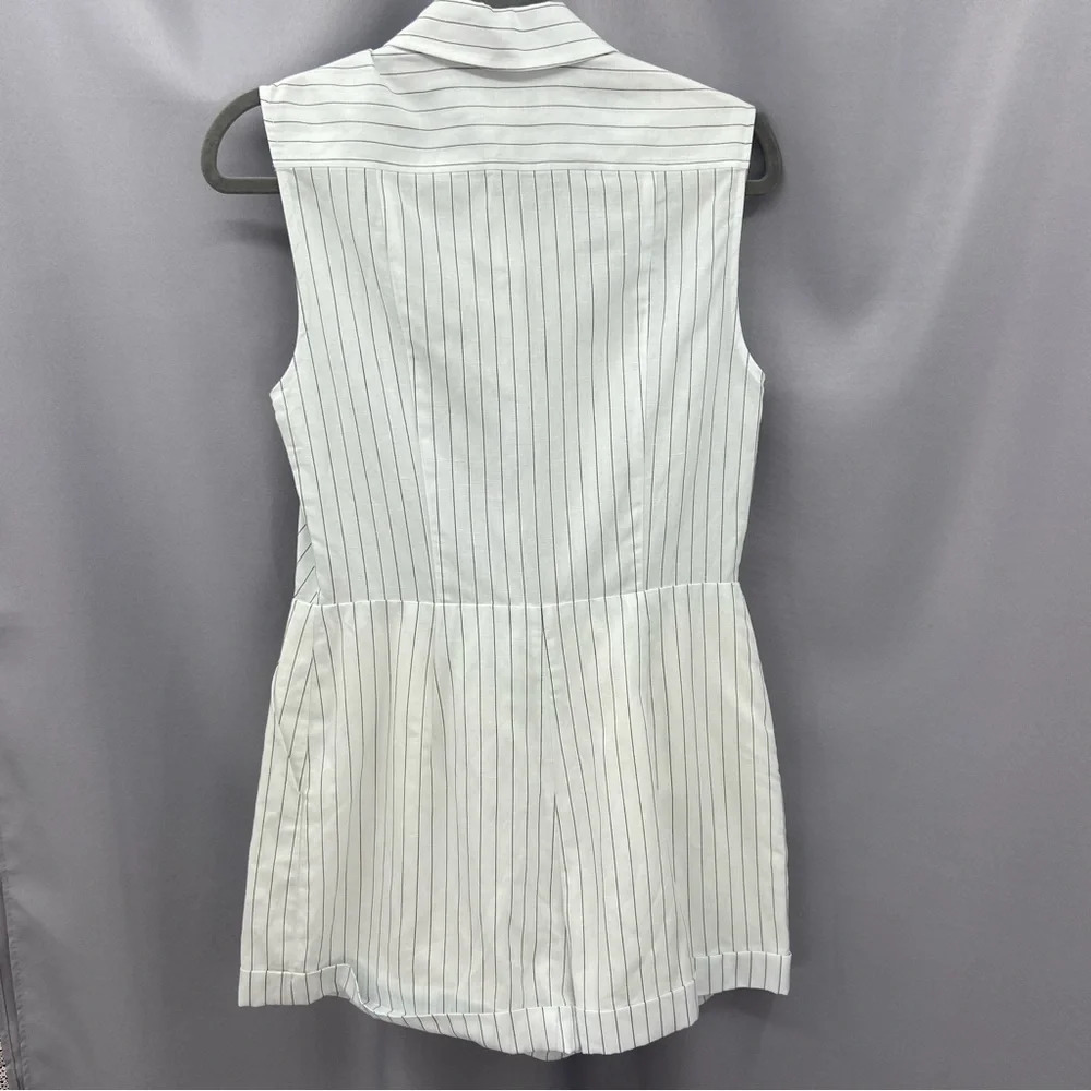 Club Monaco Pinstriped Linen Blend Sleeveless Romper Size 6 - Picture 7 of 8
